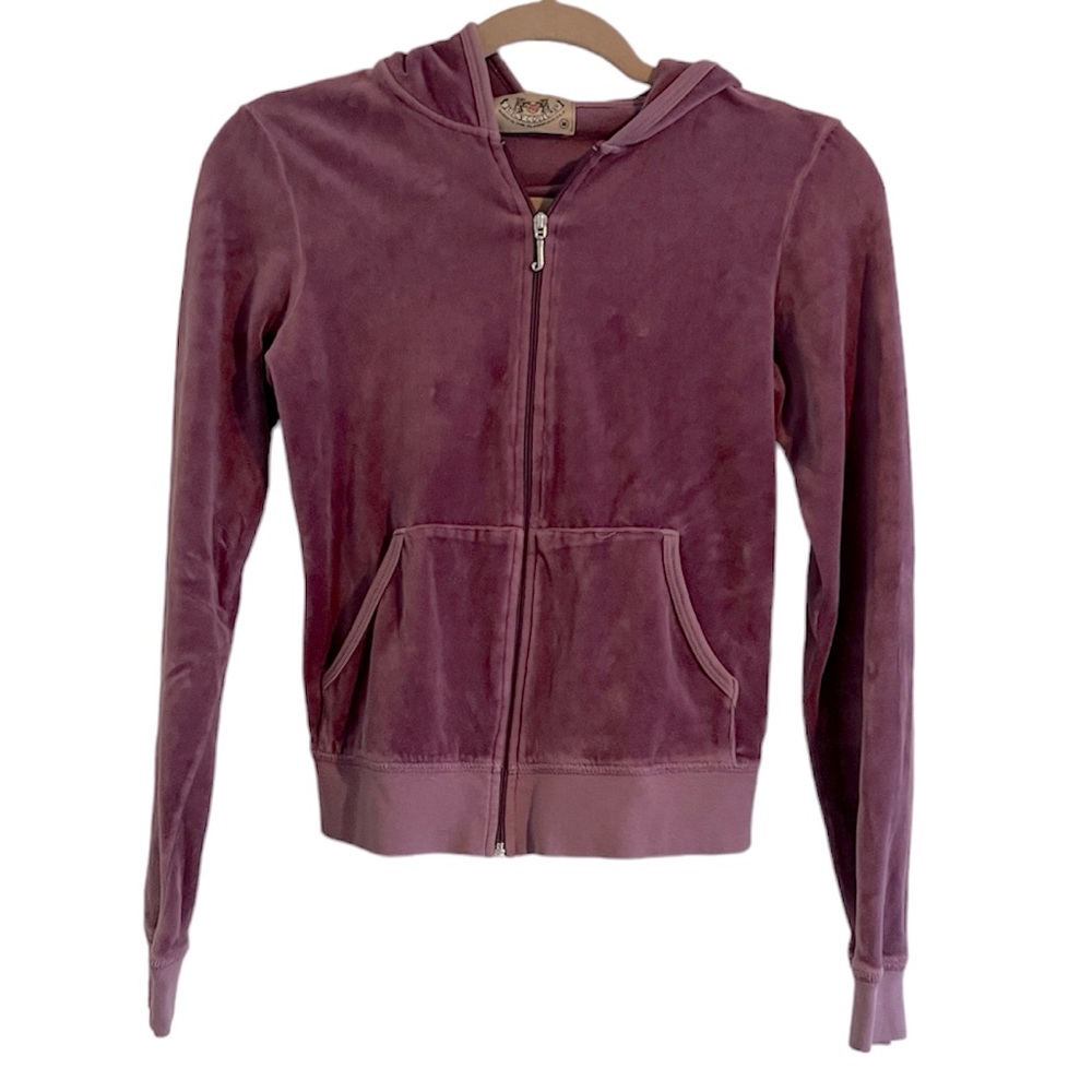 Vintage Juicy Couture Velour Zip Up Hoodie, Plum color